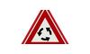 RVV Verkeersbord J09 - Vooraanduiding rotonde pas op let op rontonde rondonde driehoek rood waarschuwing waarschuwingsbord breed